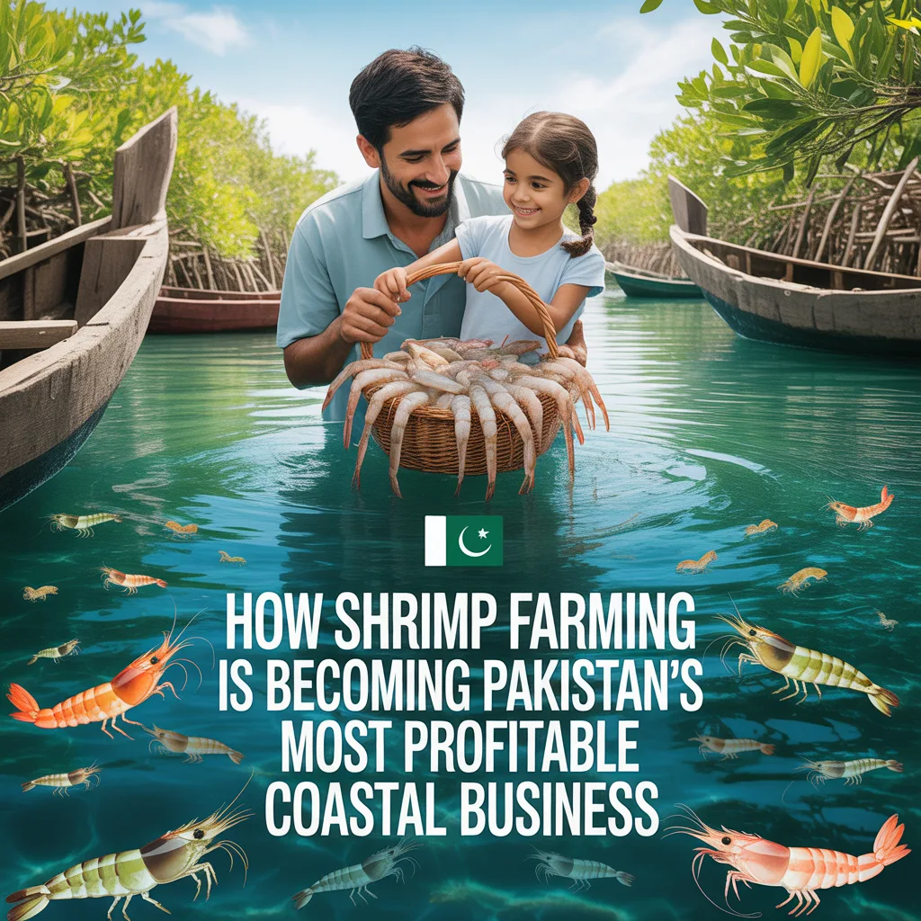 Aerial view of super-intensive shrimp farming tanks in Dhabeji, Sindh