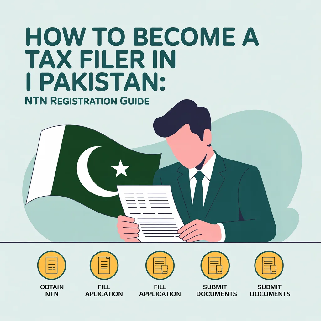 Visual guide showing how to become a tax filer in Pakistan through online NTN registration via FBR IRIS portal in 2025