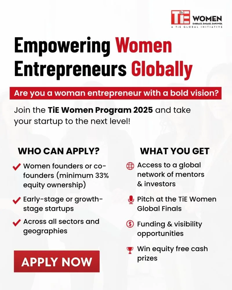 Female entrepreneur applying to TiE Women 2025 global leadership program before final deadline
