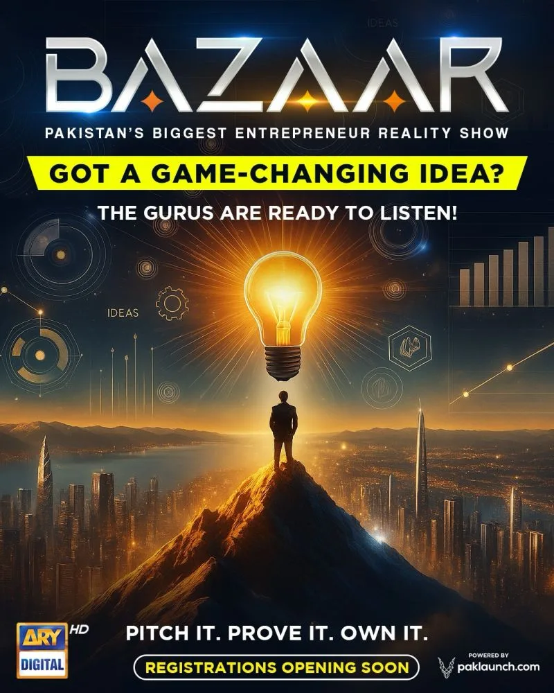 Entrepreneurs pitching their startups on Bazaar reality TV show