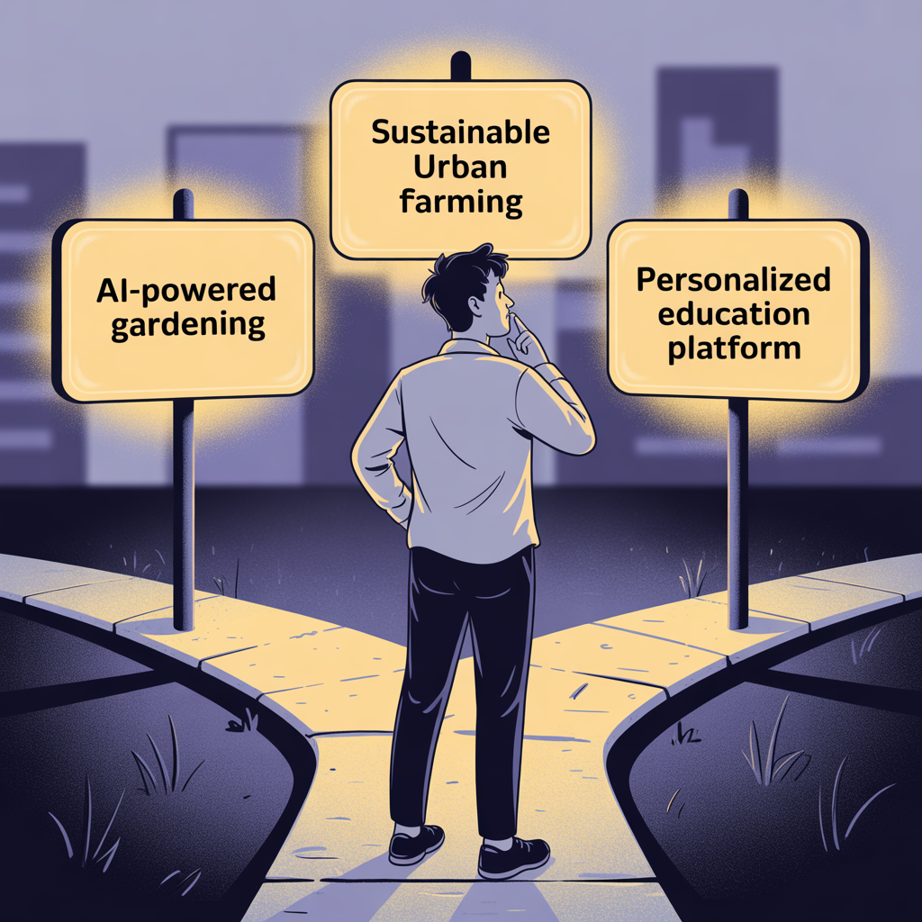 Confused startup founder standing choosing path
