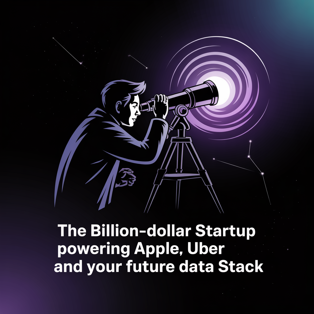 Astronomer logo with data pipelines and cloud workflows in the background, representing startup infrastructure powering enterprise tech