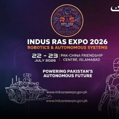 Indus RAS Expo 2026 official logo and event branding for Pakistan's national robotics and autonomous systems platform.