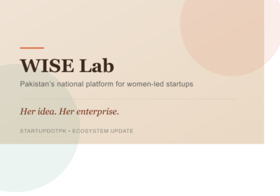WISE Lab logo with tagline 'Her idea. Her enterprise.' — Pakistan's national incubation platform for women entrepreneurs.